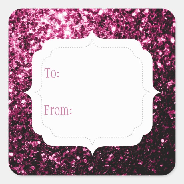 Dark Pink faux shiny glitter sparkles Gift Tag (Front)