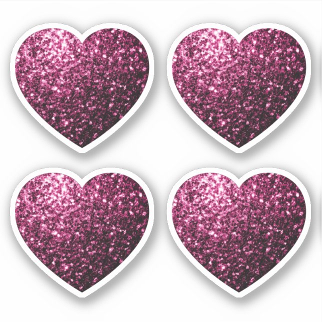 Dark Pink faux shiny glitter sparkles Hearts (Front)