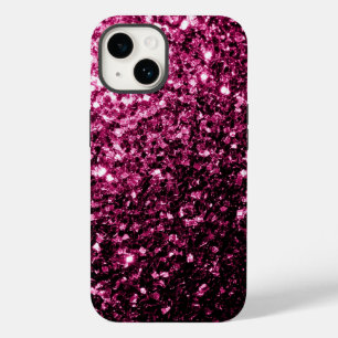 Dark Pink faux shiny glitter sparkles iPhone 14 Case