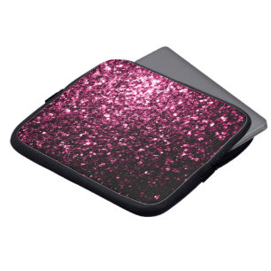 Dark Pink faux shiny glitter sparkles Laptop Sleeve