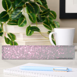 Dark Pink faux shiny glitter sparkles Nameplate