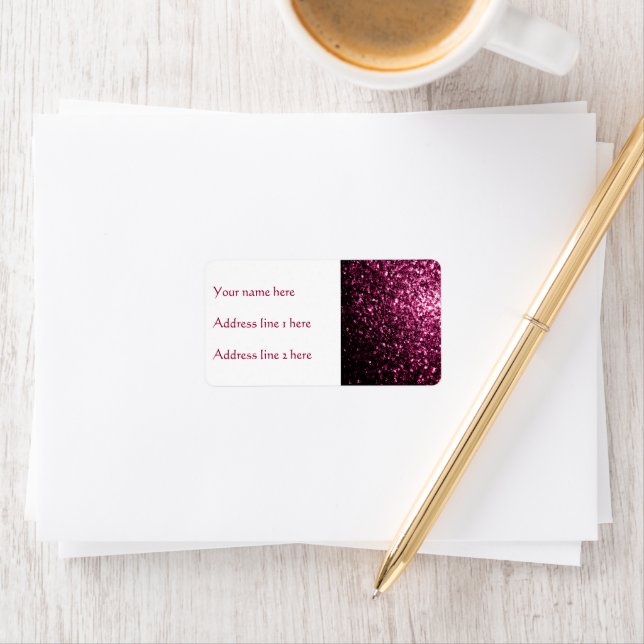 Dark Pink faux shiny glitter sparkles Personalise Label (Insitu)