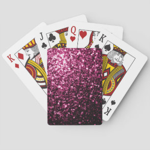 Dark Pink faux shiny glitter sparkles Playing Cards