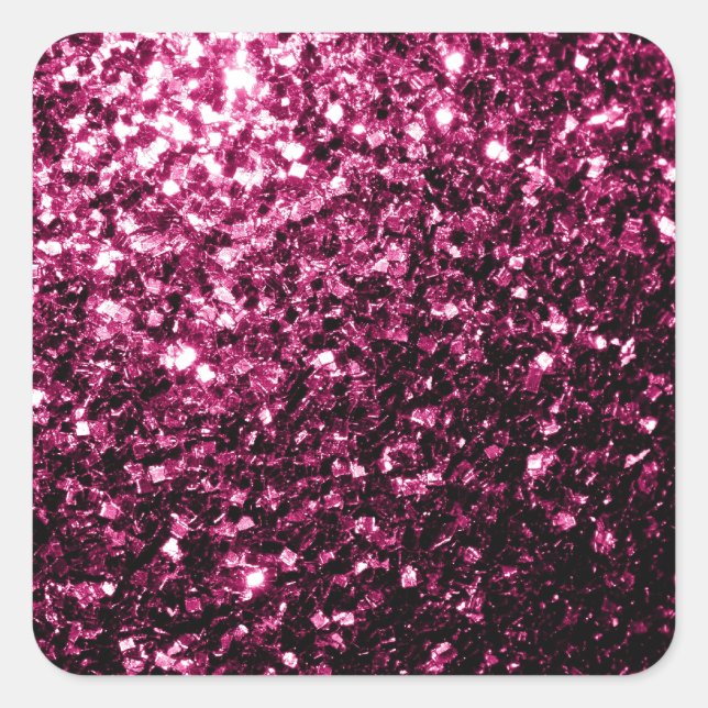 Dark Pink faux shiny glitter sparkles Square Sticker (Front)