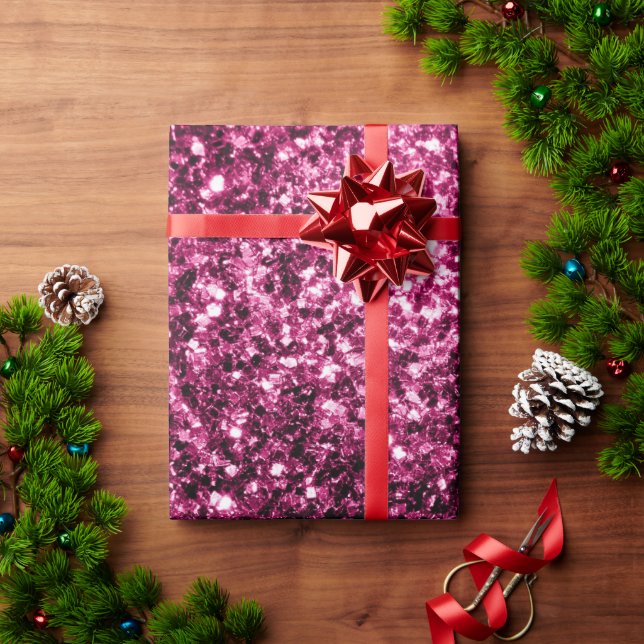Dark Pink faux shiny glitter sparkles Wrapping Paper (Holiday Gift)
