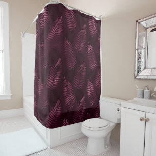 Dark Pink Fern Shower Curtain
