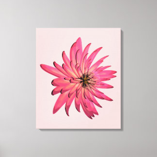 Dark Pink Floral Illustration Wrapped Canvas Art