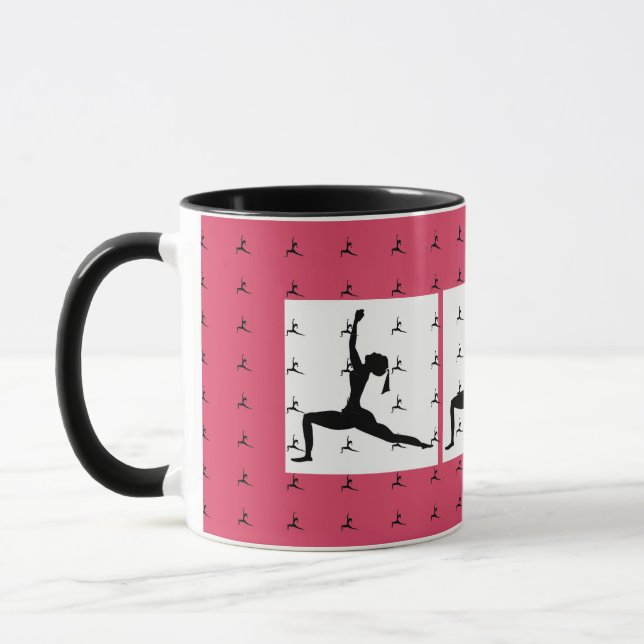 Dark Pink Fun Yoga Designs Combo Coffee Mug/ Cup (Left)