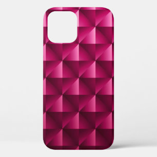 Dark pink Geometric grid Carbon fibre background M iPhone 12 Case