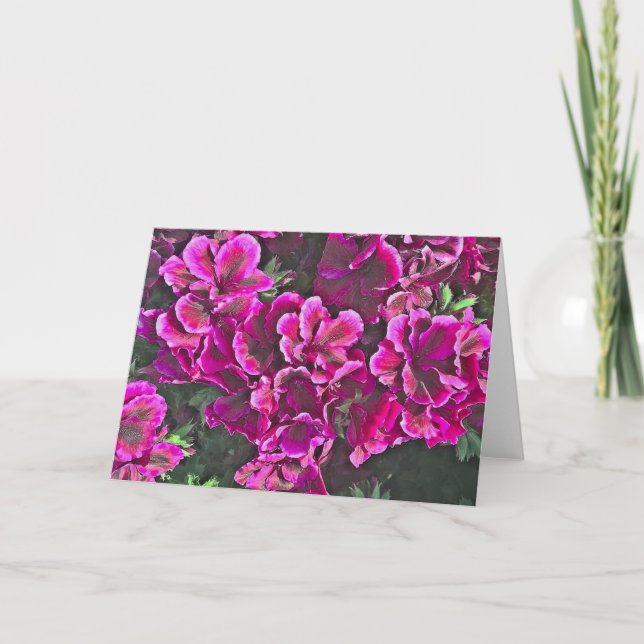 Dark Pink Geraniums Card (Front)
