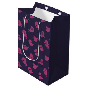Dark Pink Ghosts Dark Purple Halloween Medium Gift Bag