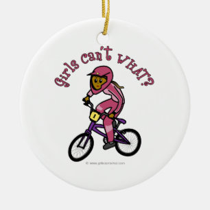 Dark Pink Girls BMX Ceramic Tree Decoration