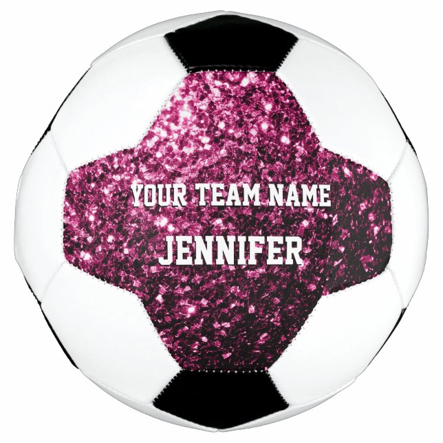 Dark pink glitter sparkles Your name Team Football (Front)