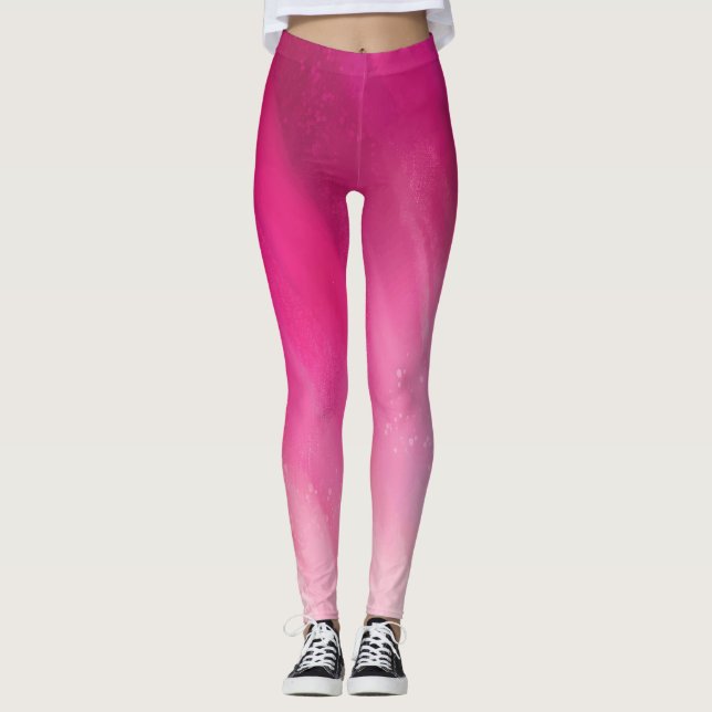 Dark Pink Gradient to Light Pink Leggings (Front)