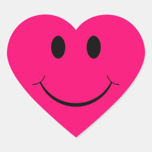 Dark Pink Heart Face Stickers