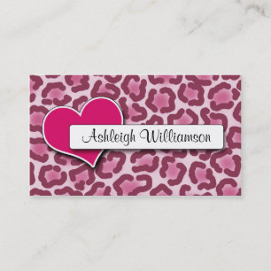 Dark Pink Heart Leopard Print Appointment Cards