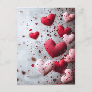 Dark pink Hearts Valentine's Greeting Postcard
