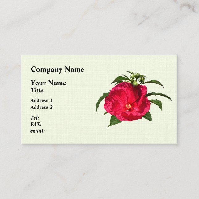 Dark Pink Hibiscus Business Card (Front)