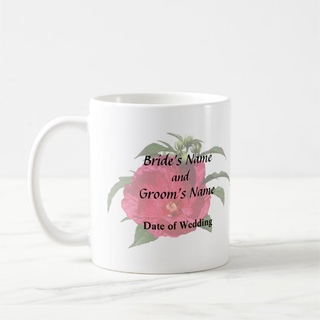 Dark Pink Hibiscus Coffee Mug (Left)