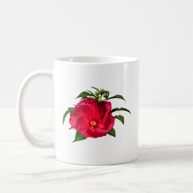 Dark Pink Hibiscus Coffee Mug (Left)
