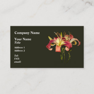 Dark Pink Lilies With Yellow Centres Business Card