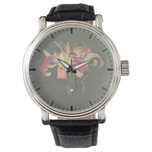 Dark Pink Lilies With Yellow Centres Watch