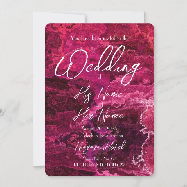 Dark Pink Marble - Create Your Own Wedding Invitation (Front)