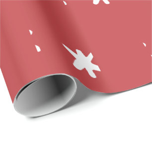 Dark Pink Modern Red and White Pattern Wrapping Paper