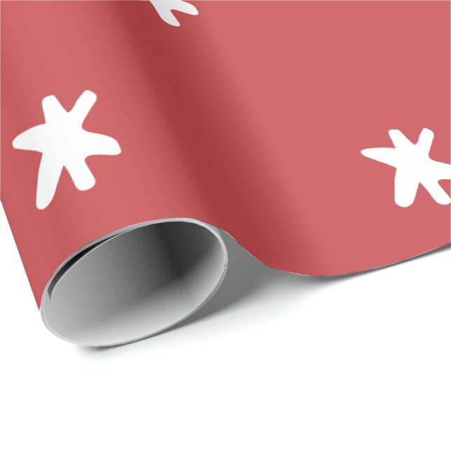 Dark Pink Modern Red and White Pattern Wrapping Paper (Roll Corner)