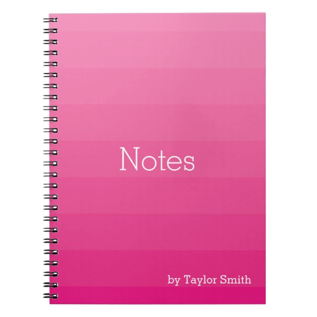 Dark Pink Ombre Shades Notes Monogram Notebook (Front)