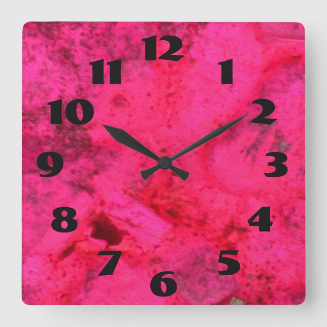 Dark Pink On Pink Square Wall Clock (Front)