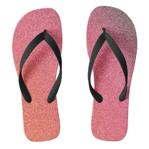 Dark-Pink-Orange Gradient Glitters, Pair of Flip Flops