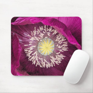 Dark Pink Oriental Poppy Floral Mouse Mat