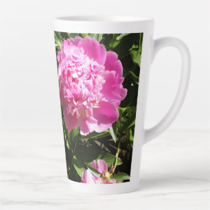 Dark pink peonies  latte mug