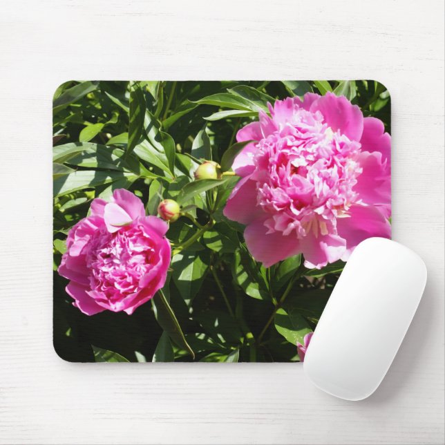 Dark pink peonies  mouse mat (With Mouse)