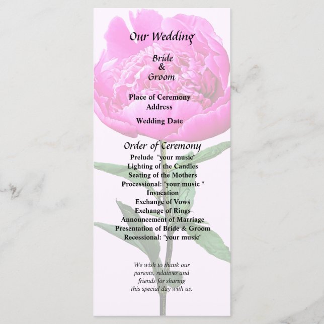 Dark Pink Peony Programme (Front)