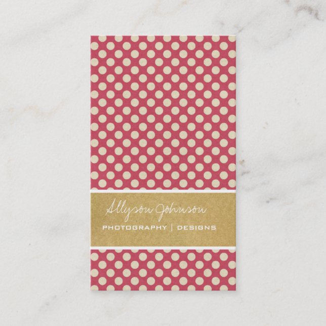 Dark Pink Polka Dots  Background Business Cards (Front)