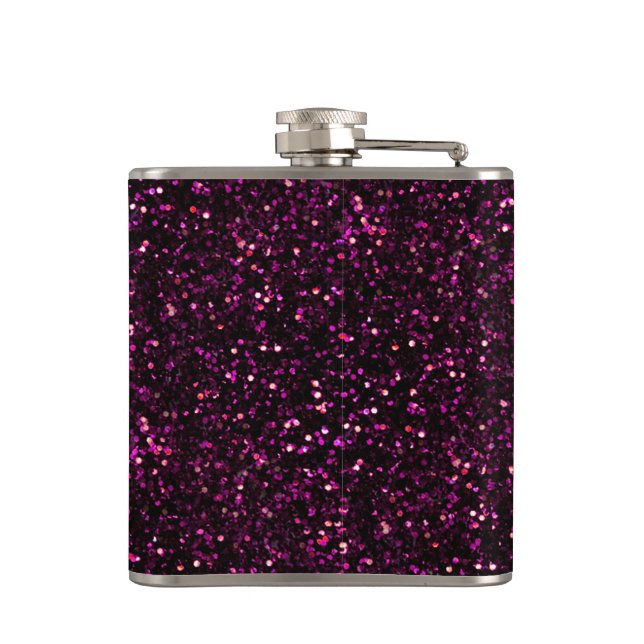 Dark Pink Posh Glitter Hip Flask (Back)