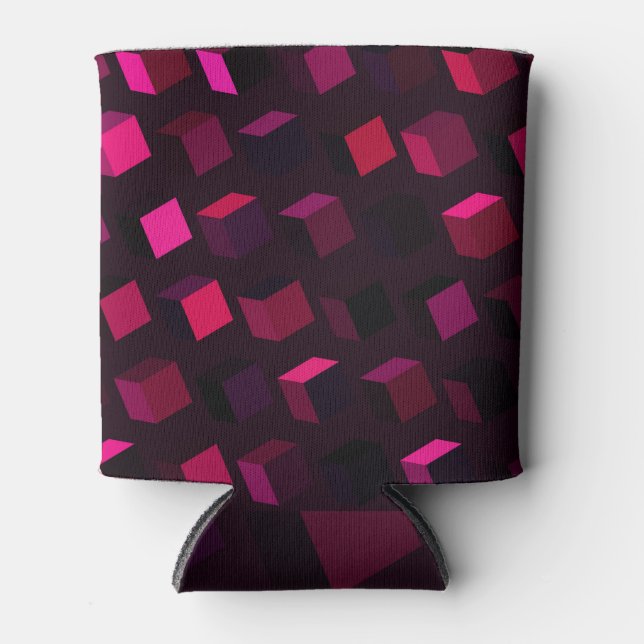 Dark Pink Rhombus: Gradient Abstract decor Can Cooler (Front)