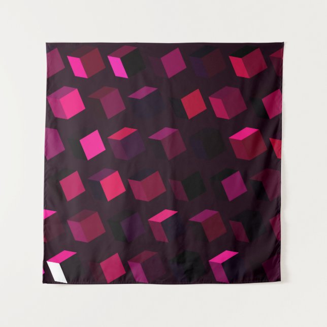 Dark Pink Rhombus: Gradient Abstract decor Tapestry (Front)