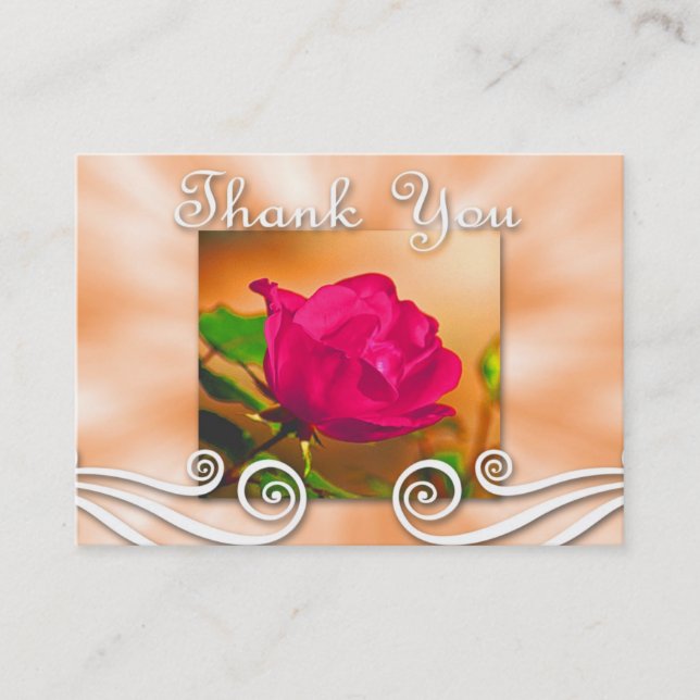 Dark Pink Rose Thank you Business Card (Front)