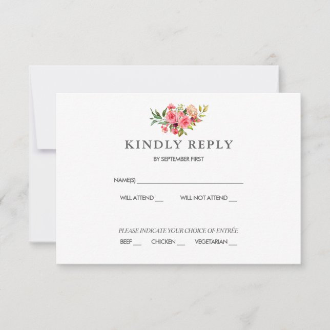 Dark Pink  Roses Dusty Rose Wedding RSVP  Invitati Invitation (Front)