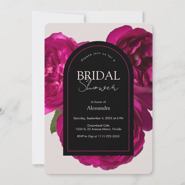 Dark Pink Roses Romantic Bridal Shower Invitation (Front)