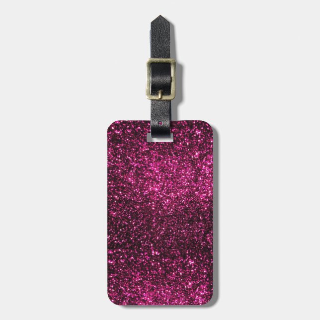 Dark Pink Sparkles Luggage Tag (Front Vertical)