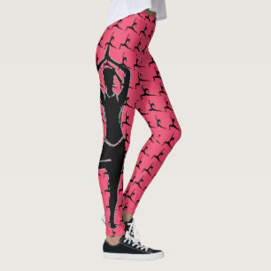 Dark Pink Standing Yoga Pose Silhouette Leggings