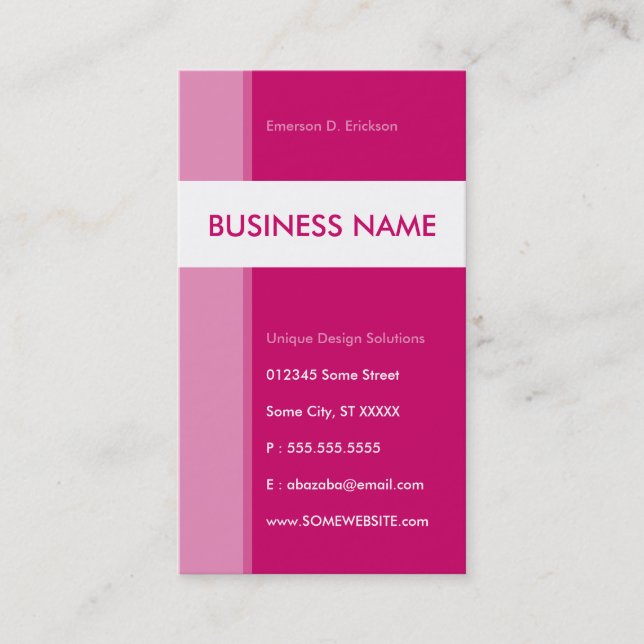 dark pink streamline business card (Front)