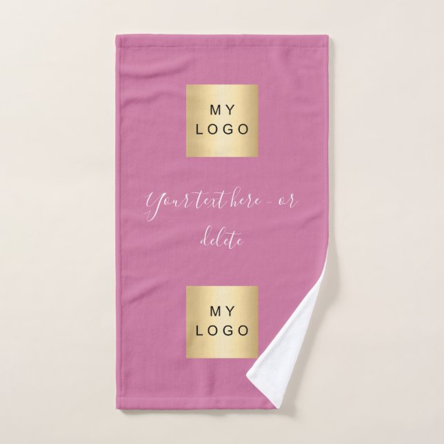 Dark pink text company business logo bath towel set (Hand Towel)