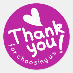 Dark Pink Thank You For Choosing Us Classic Round Sticker