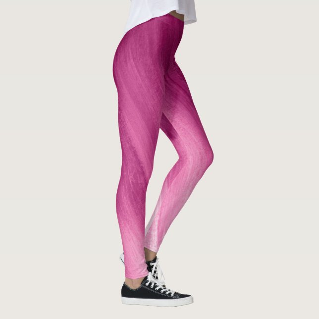 Dark pink to white abstract art leggings (Right)