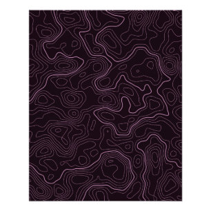Dark Pink Topographical Map Wall Poster